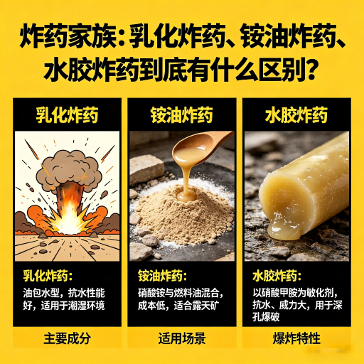 宝鸡炸药家族：乳化炸药、铵油炸药、水胶炸药到底有什么区别？